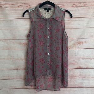 Iris Basic Floral Sleeveless Blouse S